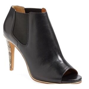 Coach Adrianna Black Leather Peep Toe Bootie 6.5B
